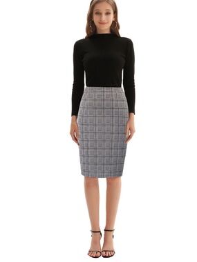 3/$25*JH Collectibles Black & Gray Glen Check Pencil Skirt 8